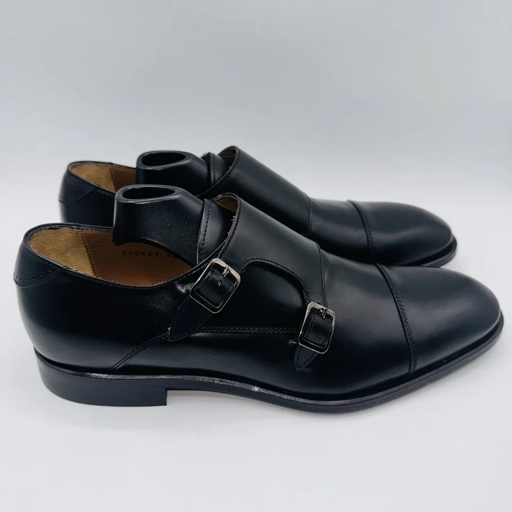 Antonio Maurizi Double‎ Monk Strap Oxfords Men's Size 9 EU 42 Black Leather